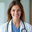 Portrait of Dr. Evelyn Reed, DVM, a cheerful veterinarian