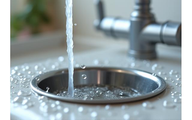 Clean dog bowl next to a water tap