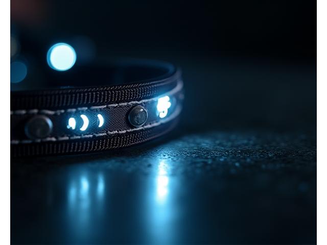 Reflective stitching on a dog leash in low light